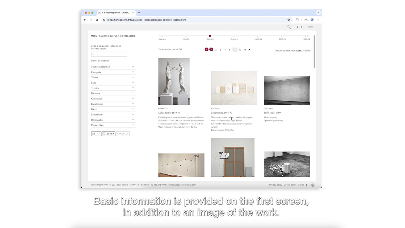 Giulia De Giorgi presents the online Catalogue Raisonné